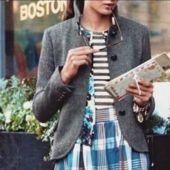 J.Crew VINTAGE Black Bella Herringbone Fiona 100% Wool Blazer Jacket Coat | sz 4 - Picture 16 of 16